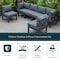 Leisuremod Chelsea 6-Piece Patio Sectional Black Aluminum With Cushions, Black CSBL-6BL - alternate 8