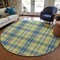 Homeroots 8' Yellow Blue And Ivory Round Plaid Washable Indoor Outdoor Area Rug 597137 - alternate 6