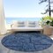 Homeroots 8' Navy Blue And Denim Blue Round Floral Washable Indoor Outdoor Area Rug 588896 - alternate 8