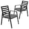 Leisuremod Chelsea Modern Patio Dining Armchair in Aluminum with Removable Cushions, Black, 2PK CC20BL-BL2 - alternate 1