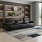 Homeroots 126" Black Top Grain Leather Reclining Metal USB Sofa 720365 - alternate 9