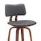 Homeroots 30" Gray And Wood Brown Faux Leather Swivel Low Back Bar Height Bar Chair 534435 - alternate 8