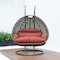Leisuremod Beige Wicker Hanging 2 person Egg Swing Chair with Dark orange Cushions ESCBG-57DOR - alternate 7