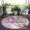 Homeroots 8' Pink And Gray Round Abstract Washable Indoor Outdoor Area Rug 599594 - alternate 8
