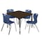 Regency Square Kee Adjustable Classroom Table W/ 4 Andy Stack Chairs, 48 in W, 48 in L, Neo Walnut TB4848NWAPBK40NV - alternate 1