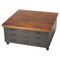 Homeroots 36" Brown and Gray Solid Wood and Metal Square Coffee Table With Three Drawers 389935 - alternate 1