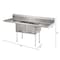 Koolmore 72 in. 18-Gauge Two-Compartment Sink with Dual 18 in. Drainboards, Bowl Dimensions 18''x18''x14'' KM-SB181814-18B3 - alternate 7