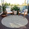 Homeroots 8' Pewter And Beige Round Floral Washable Indoor Outdoor Area Rug 604242 - alternate 6