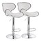 Elama 2 Piece Faux Leather Adjustable Bar Stool in White with Chrome Base ELM-723-WHT - alternate 1