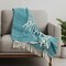 Homeroots 50" X 60" Teal And Blue Poly PET Woven Abstract Throw Blanket with Tassels 519089 - alternate 6