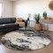 Homeroots 8' Black Gray And Ivory Round Abstract Washable Indoor Outdoor Area Rug 599462 - alternate 6