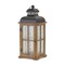Homeroots Set of Two Brown and Black Frosted Glass Wood and Metal Floor Lantern Candle Holders, 2PK 517615 - alternate 6