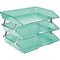 Acrimet Facility 3 Tier Letter Tray Side Load Letter Size Desktop File Organizer Plastic Clear Green 255.5 - alternate 1