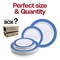 Smarty Had A Party White with Gold Spiral on Blue Rim Plastic Dinnerware Set (120 Dinner Plates+120 Salad Plates), 240PK 670BGVP-CASE - alternate 8