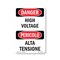 Signmission OSHA Danger Sign, 18" Height, Rigid Plastic, High Voltage Bilingual, 1218-VI-1327 OS-DS-P-1218-VI-1327 - alternate 1