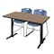 Regency Cain T-Base Training Seminar Table W/ 2 Zeng Stack Chairs, 48 in W, 24 in L, Noble Oak MTRCT4824NO44BE - alternate 1