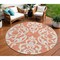 Homeroots 8' Coral And Ivory Round Damask Washable Indoor Outdoor Area Rug 614421 - alternate 1