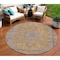 Homeroots 8' Gold And Peach Round Medallion Washable Indoor Outdoor Area Rug 616270 - alternate 1