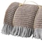 Homeroots 55" X 70" Chocolate And Gray Cotton Blend Woven Checkered Plush Throw Blanket with Fringe 633074 - alternate 4