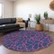 Homeroots 8' Navy Blue And Dark Pink Round Geometric Washable Indoor Outdoor Area Rug 599222 - alternate 7
