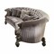 Homeroots 55" Gray Velvet Curved Floral Sofa And Toss Pillows With Champagne Legs 348646 - alternate 1