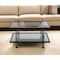 Homeroots 32" Clear And Black Glass And Steel Square Coffee Table With Shelf 520982 - alternate 1