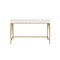 Homeroots 50" White and Gold Writing Desk With Two Drawers 491422 - alternate 6