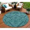 Homeroots 8' Teal Blue And Aqua Round Floral Washable Indoor Outdoor Area Rug 588914 - alternate 1