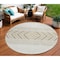Homeroots 8' Ivory Beige And Taupe Round Southwestern Washable Indoor Outdoor Area Rug 613917 - alternate 1