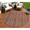 Homeroots 8' Blush Burgundy And Pink Round Striped Washable Indoor Outdoor Area Rug 615033 - alternate 1