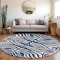 Homeroots 8' Navy Blue And Ivory Round Animal Print Washable Indoor Outdoor Area Rug 600632 - alternate 8