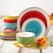 Gibson Home Confetti Band 12 Piece Mix and Match Round Ceramic Dinnerware Set in Assorted Colors 116932.12 - alternate 4