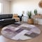 Homeroots 8' Eggplant Black And Lavender Round Geometric Washable Indoor Outdoor Area Rug 605857 - alternate 5