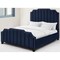 Homeroots Navy Blue Solid Wood King Tufted Upholstered Velvet Bed with Nailhead Trim 544921 - alternate 1