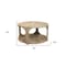 Homeroots 34" Natural Solid Wood Round Distressed Floor Shelf Coffee Table With Shelf 605492 - alternate 7