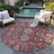 Homeroots 8' Red Beige And Charcoal Round Oriental Washable Indoor Outdoor Area Rug 582130 - alternate 7