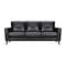 Homeroots 82" Black Leather Sofa With Brown Legs 546416 - alternate 7