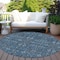 Homeroots 8' Round Blue and Black Round Floral Washable Non Skid Indoor Outdoor Area Rug 564307 - alternate 7