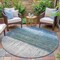 Homeroots 8' Teal Blue And Gray Round Abstract Washable Indoor Outdoor Area Rug 632061 - alternate 7