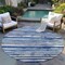 Homeroots 8' Navy Blue Beige And Ivory Round Striped Washable Indoor Outdoor Area Rug 598910 - alternate 8