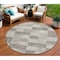 Homeroots 8' Beige And Gray Round Geometric Washable Indoor Outdoor Area Rug 604847 - alternate 1