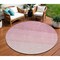 Homeroots 8' Pink And Ivory Round Ombre Washable Indoor Outdoor Area Rug 595819 - alternate 1