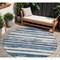 Homeroots 8' Denim Blue And Gray Round Striped Washable Indoor Outdoor Area Rug 605899 - alternate 1