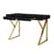 Homeroots 48" Black and Gold Writing Desk With Two Drawers 543742 - alternate 8