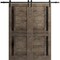 Sartodoors Sturdy Dbl Barn Door 56 x 80in W/, Cognac Oak W/ Black Glass, 13FT Rail Hangers Heavy Set VEREGIO7588DB-AKA-56 - alternate 8