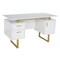 Homeroots 51" White Wood Computer Desk With Two Drawers 723776 - alternate 7