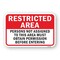 Signmission Restricted Area Persons Not Assigned Must Obtain P Aluminum, 18" H, A-1824-24753 A-1824-24753 - alternate 1