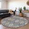 Homeroots 8' Gray Ivory And Navy Blue Round Floral Medallion Washable Indoor Outdoor Area Rug 614589 - alternate 7