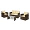 Homeroots Four Piece Outdoor Brown Wicker Sofa Seating Group with Beige Cushions 558548 - alternate 4