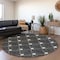 Homeroots 8' Black Gray And Ivory Round Geometric Washable Indoor Outdoor Area Rug 594685 - alternate 7